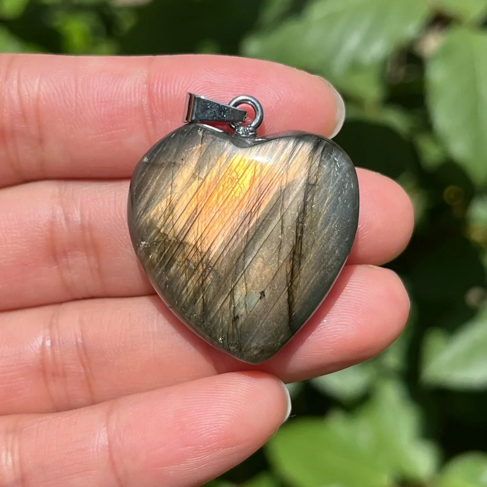 Stainless steel gold flash labradorite heart pendant 1711‎